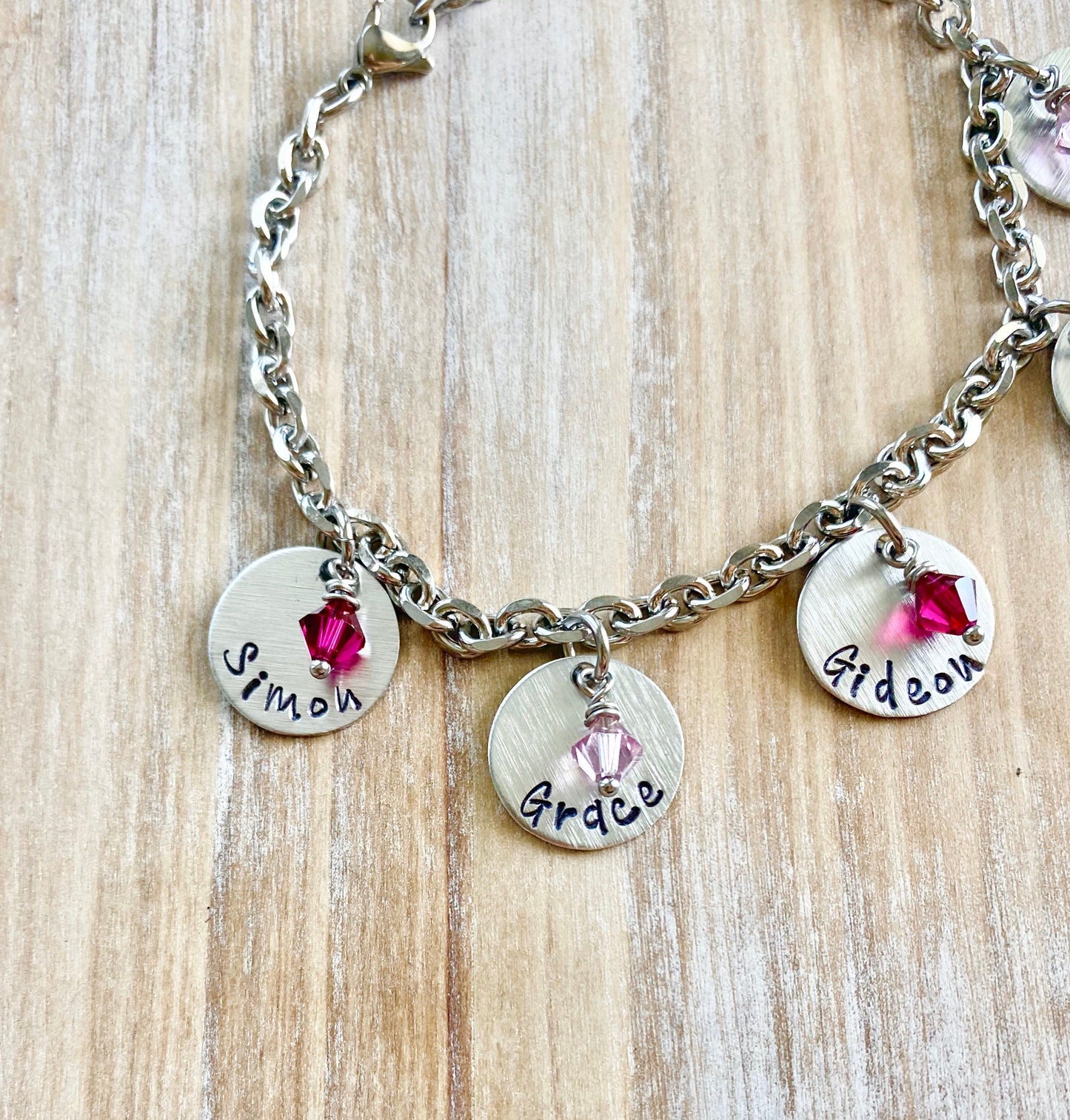 Handstamped Anklet Charm Anklet Mom Anklet Custom Anklet Personalized Anklet Birthstone Anklet Gift for Mom Anklet Gift Mommy Anklet