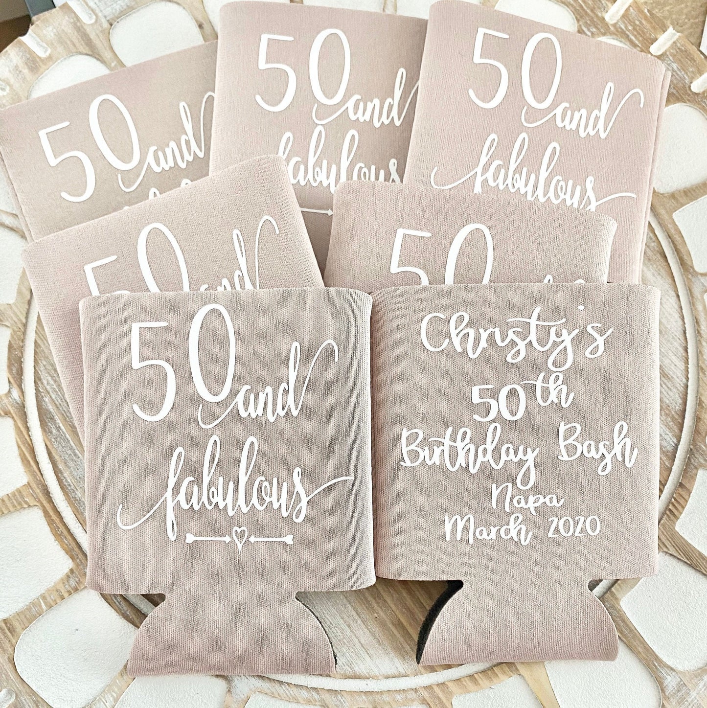 50th Birthday Can Coolers: Personalized Party Favors