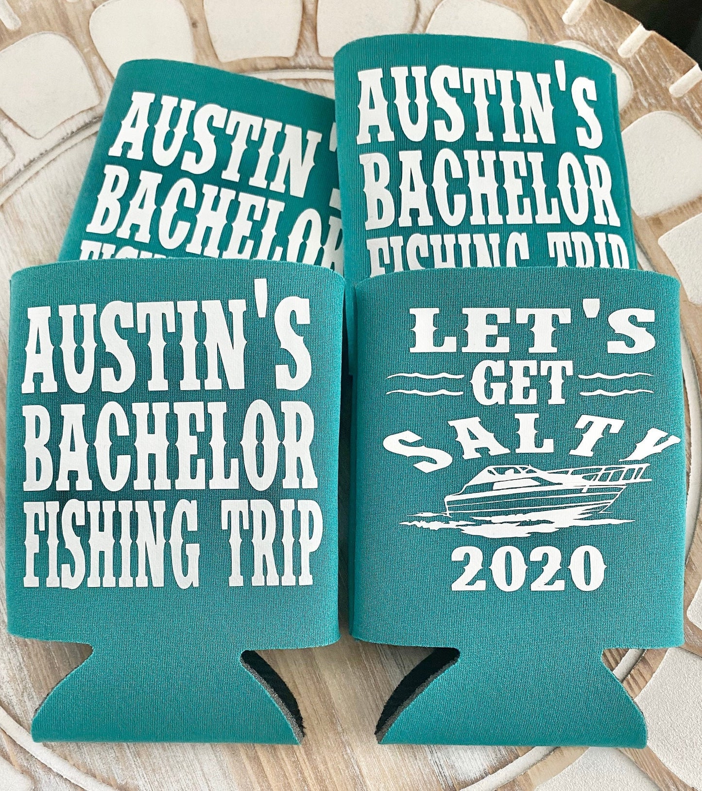Personalized Fishing Trip Koozie: Bachelor Party Can Coolers