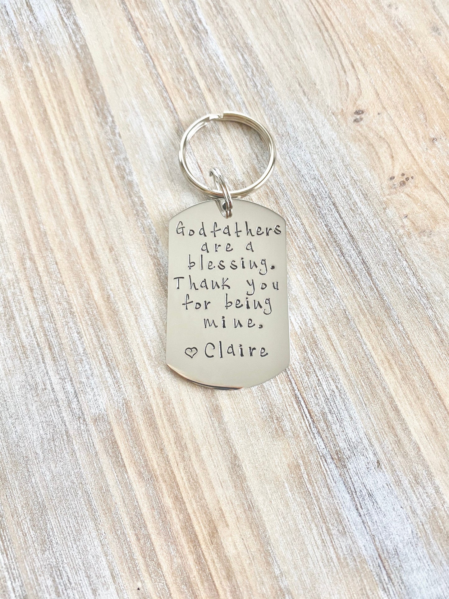 Godfather Keychain Baptism Gift Christening Keychain Handstamped Keychain Custom Keychain Godfathers Are A Blessing Godfather