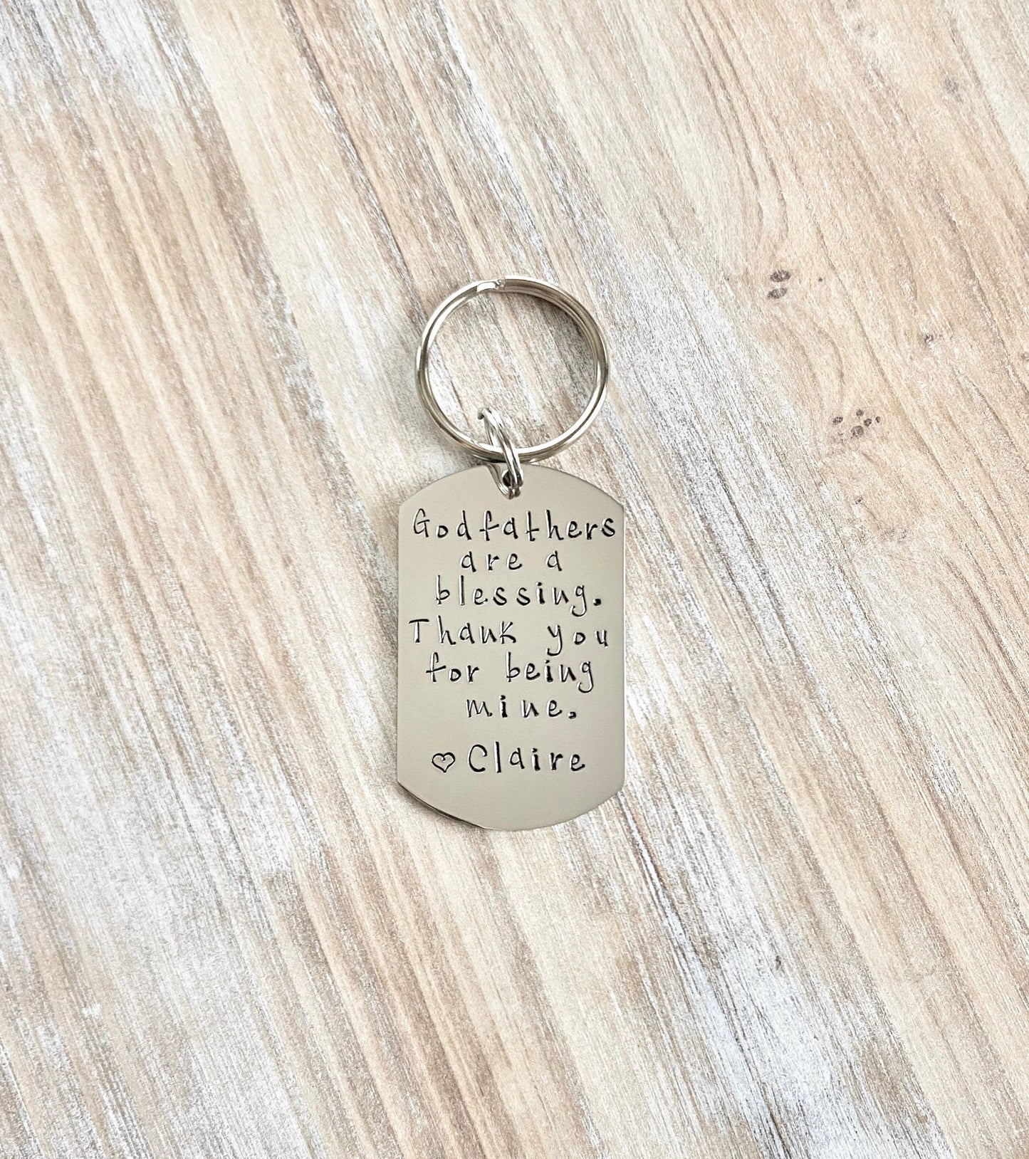 Godfather Keychain Baptism Gift Christening Keychain Handstamped Keychain Custom Keychain Godfathers Are A Blessing Gift for Godfather