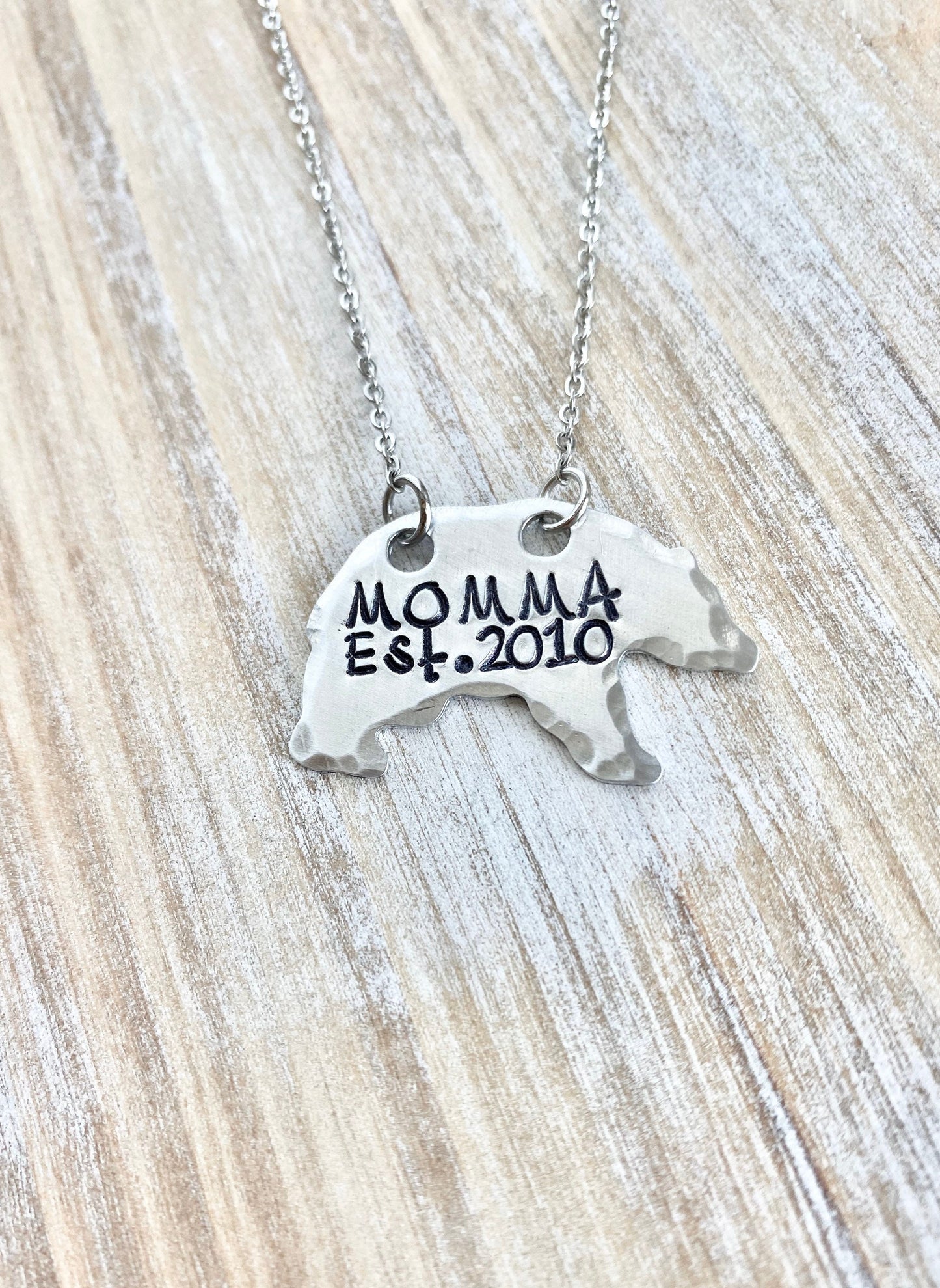 Mama Bear Necklace Mothers Day gift Momma bear necklace personalized established year Silver mama necklace bear necklace mom gift mama gift