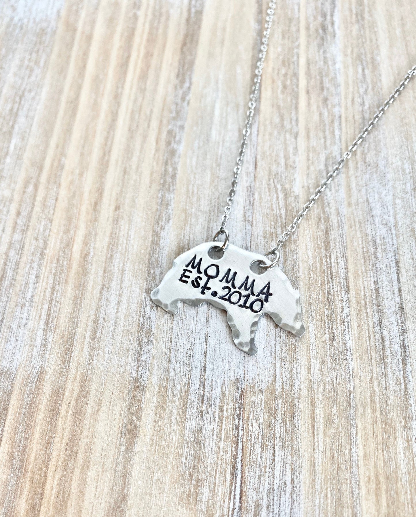 Mama Bear Necklace Mothers Day gift Momma bear necklace personalized established year Silver mama necklace bear necklace mom gift mama gift