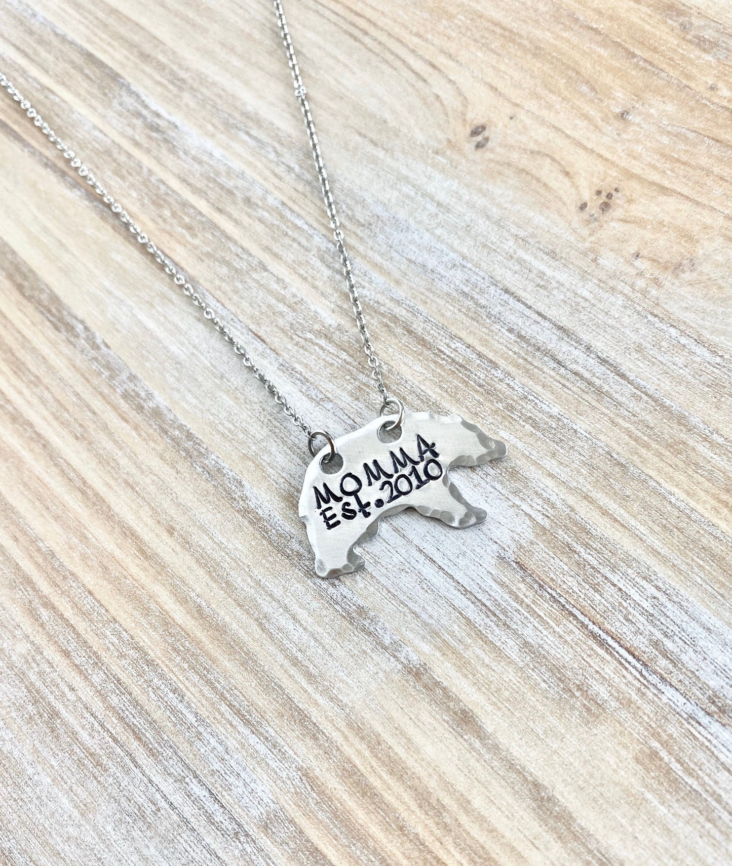 Mama Bear Necklace Mothers Day gift Momma bear necklace personalized established year Silver mama necklace bear necklace mom gift mama gift