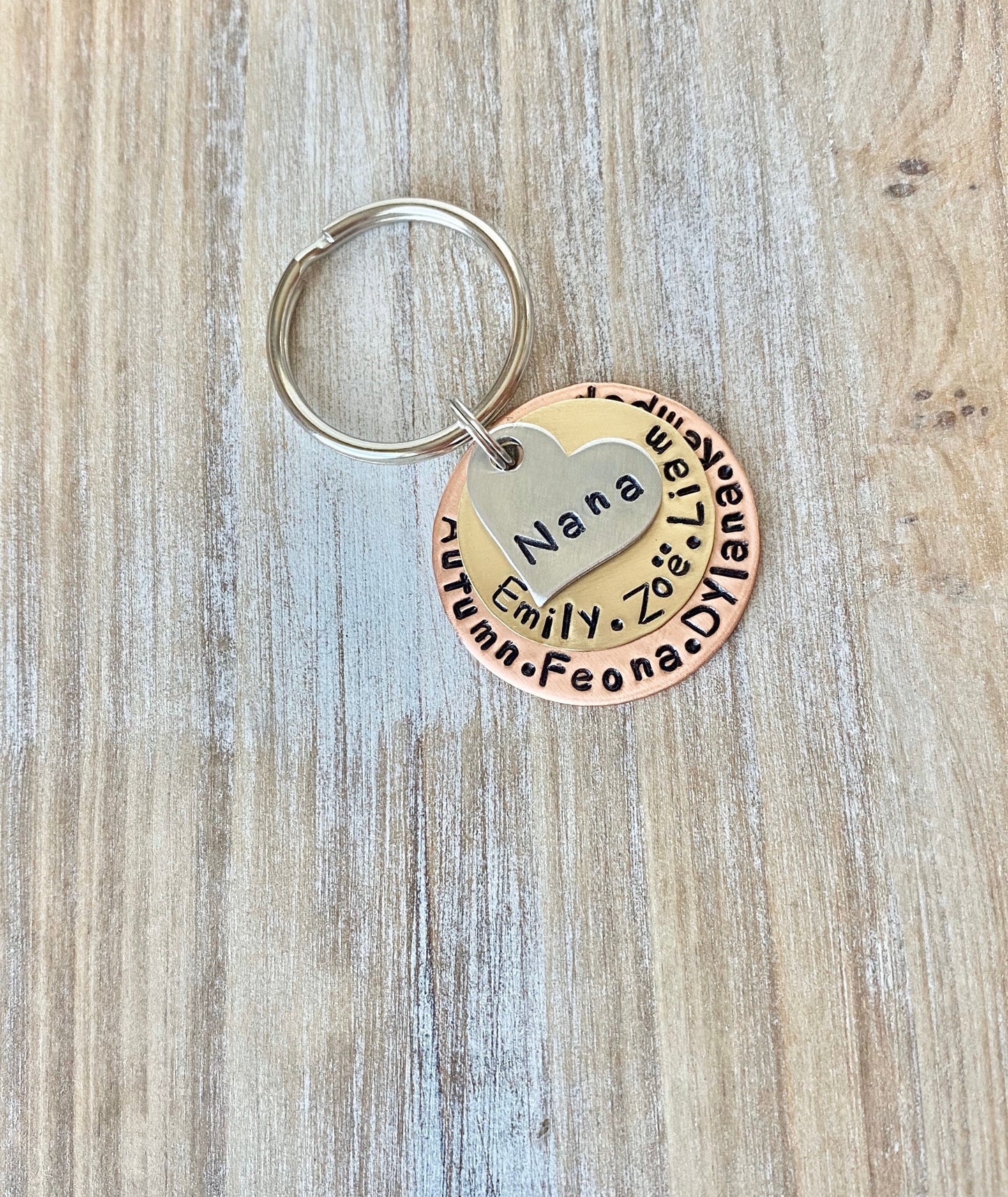 Nana Keychain MOM Keychain New Mom Mother's Day Gift Mom's Birthday Nana Keychain Grandma Keychain Mixed Metal Keychain Stamped Accessory