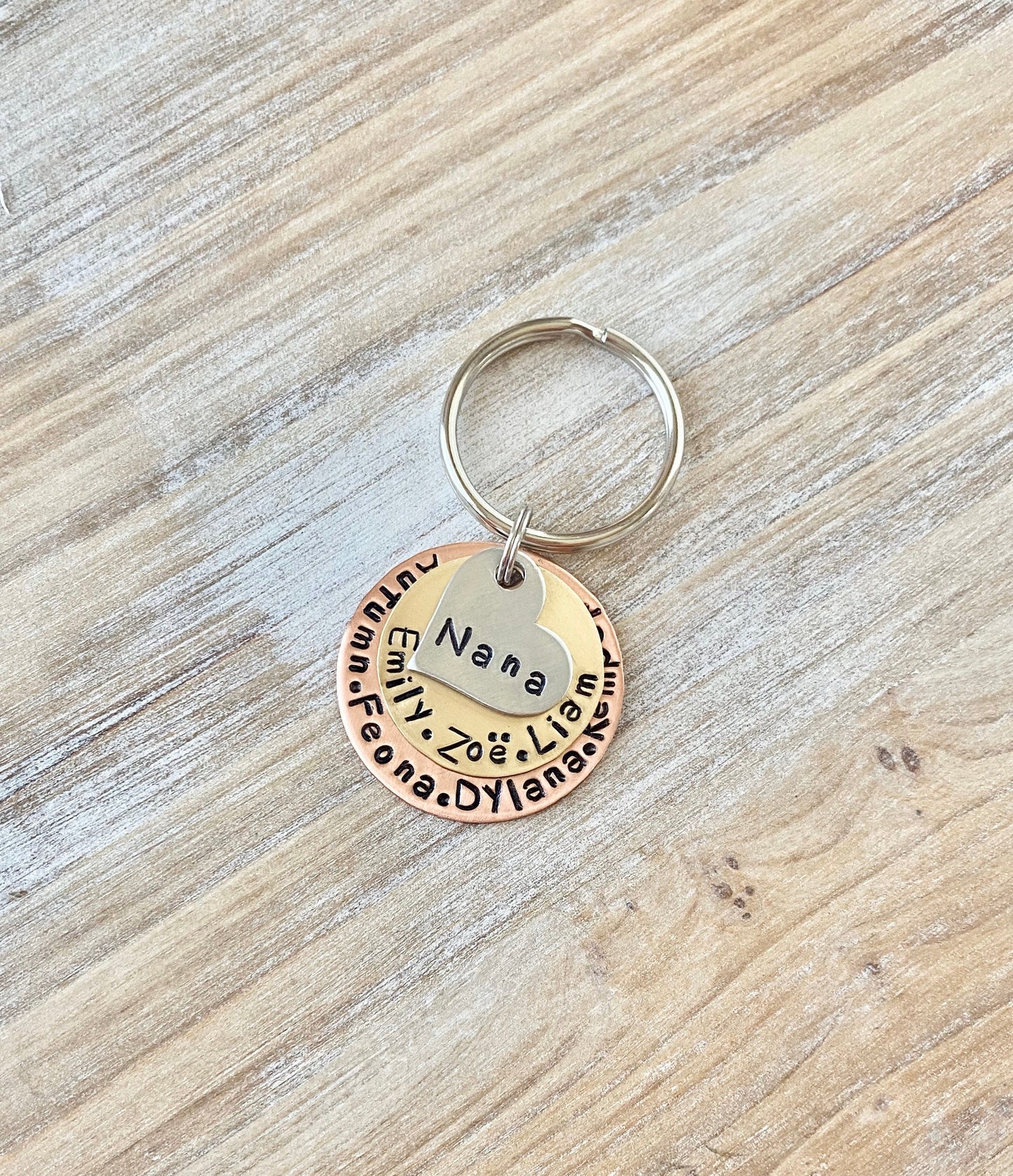 Nana Keychain MOM Keychain New Mom Mother's Day Gift Mom's Birthday Nana Keychain Grandma Keychain Mixed Metal Keychain Stamped Accessory