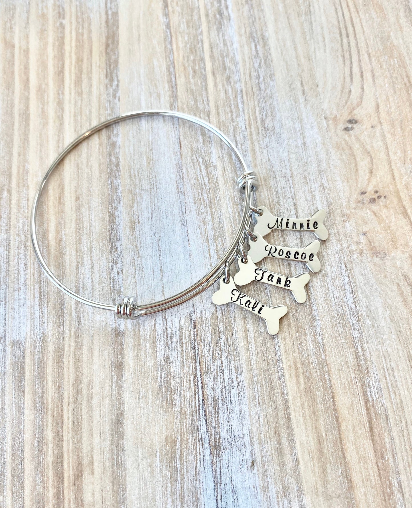 Pet Memorial Bracelet Loss of a Pet Bangle Personalized Hand Stamped Pet Jewelry Pet Loss Remembrance Dog Bone Dog Mom Gift