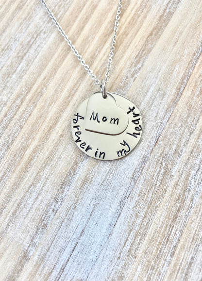Heart Necklace Sympathy Gift Forever In My Heart Necklace Loss of a Loved one RIP Never Forgotten In loving memory Memorial Necklace Memoria