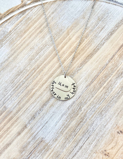 Heart Necklace Sympathy Gift Forever In My Heart Necklace Loss of a Loved one RIP Never Forgotten In loving memory Memorial Necklace Memoria
