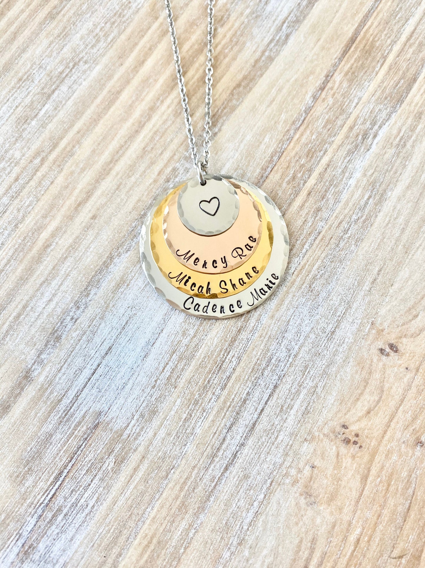 Name Necklace Grandma Necklace Handstamped Necklace Mixed Metal Jewelry Personalized Necklace Gift for Mimi Gift for Grandma Mother Day Gift