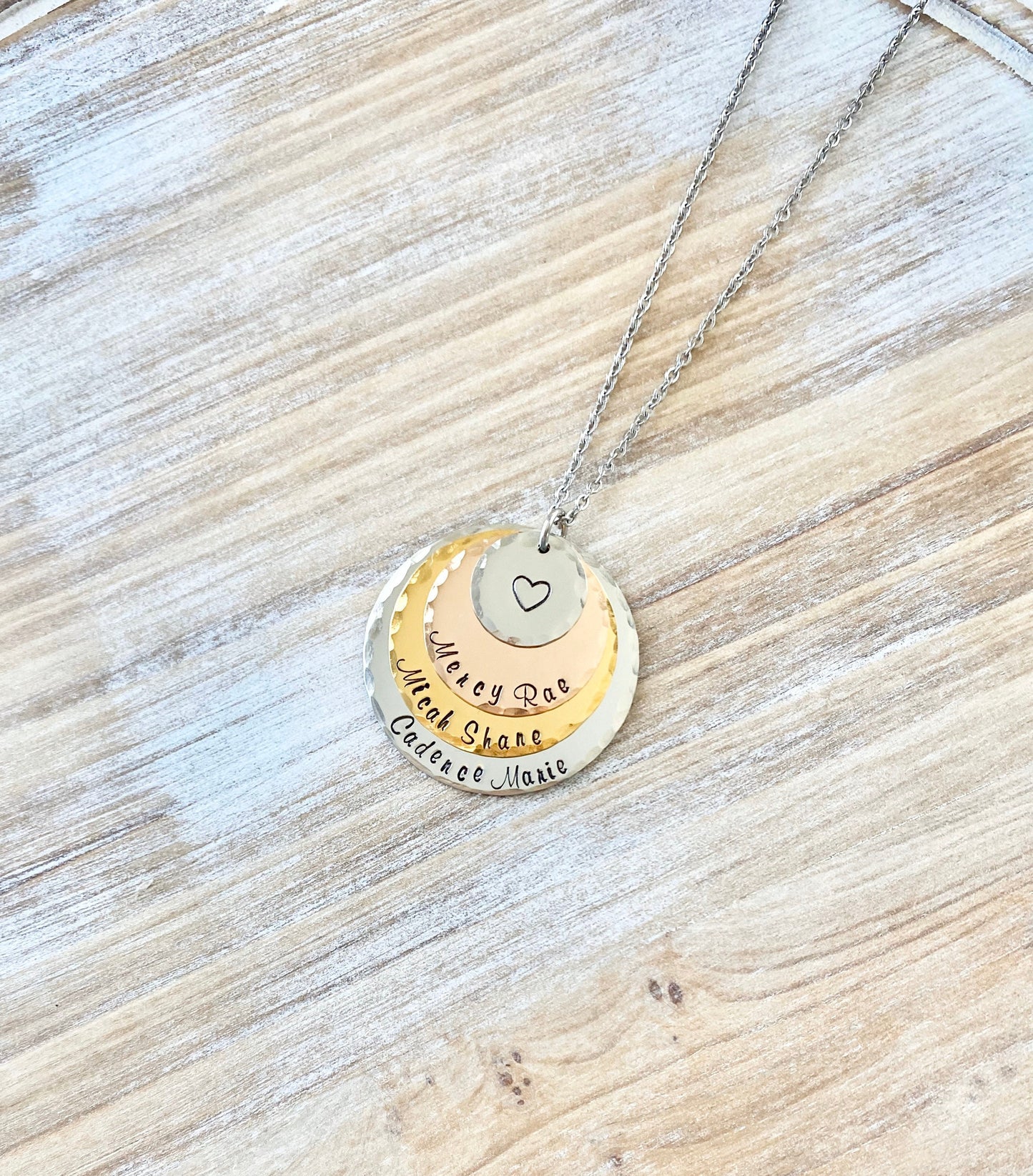 Name Necklace Grandma Necklace Handstamped Necklace Mixed Metal Jewelry Personalized Necklace Gift for Mimi Gift for Grandma Mother Day Gift