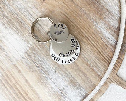 Cross Country Keychain Personalized Keychain Running Keychain Handstamped Gift Gift for Runner Team Gift for Track Star XC Keychain