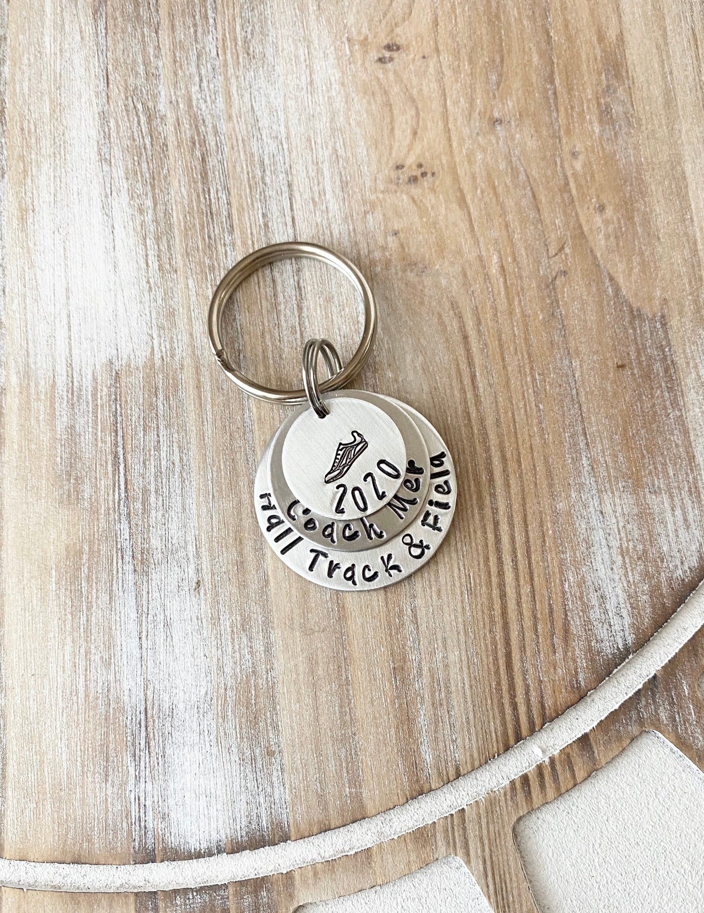 Cross Country Keychain Personalized Keychain Running Keychain Handstamped Gift Gift for Runner Team Gift for Track Star XC Keychain