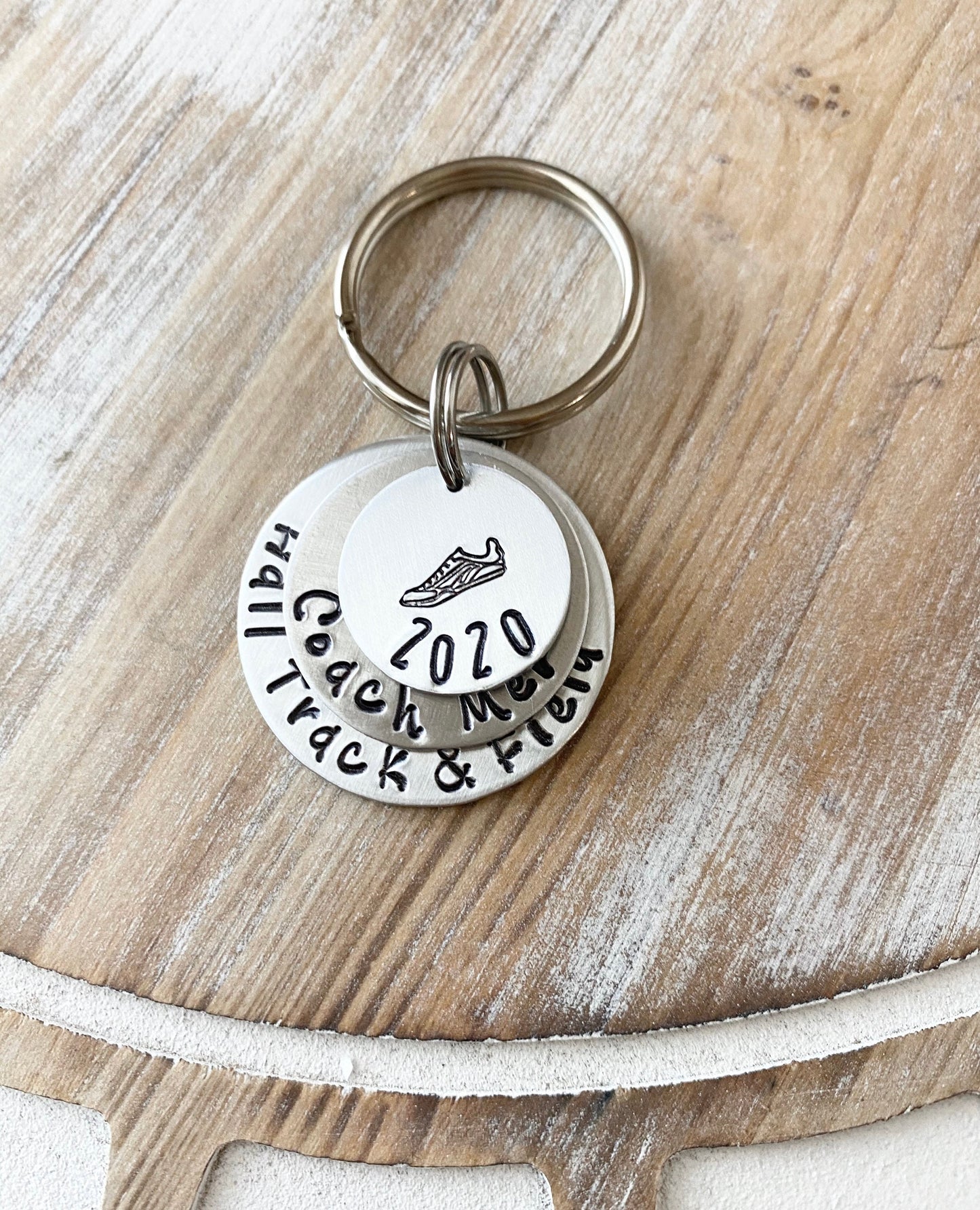 Cross Country Keychain Personalized Keychain Running Keychain Handstamped Gift Gift for Runner Team Gift for Track Star XC Keychain