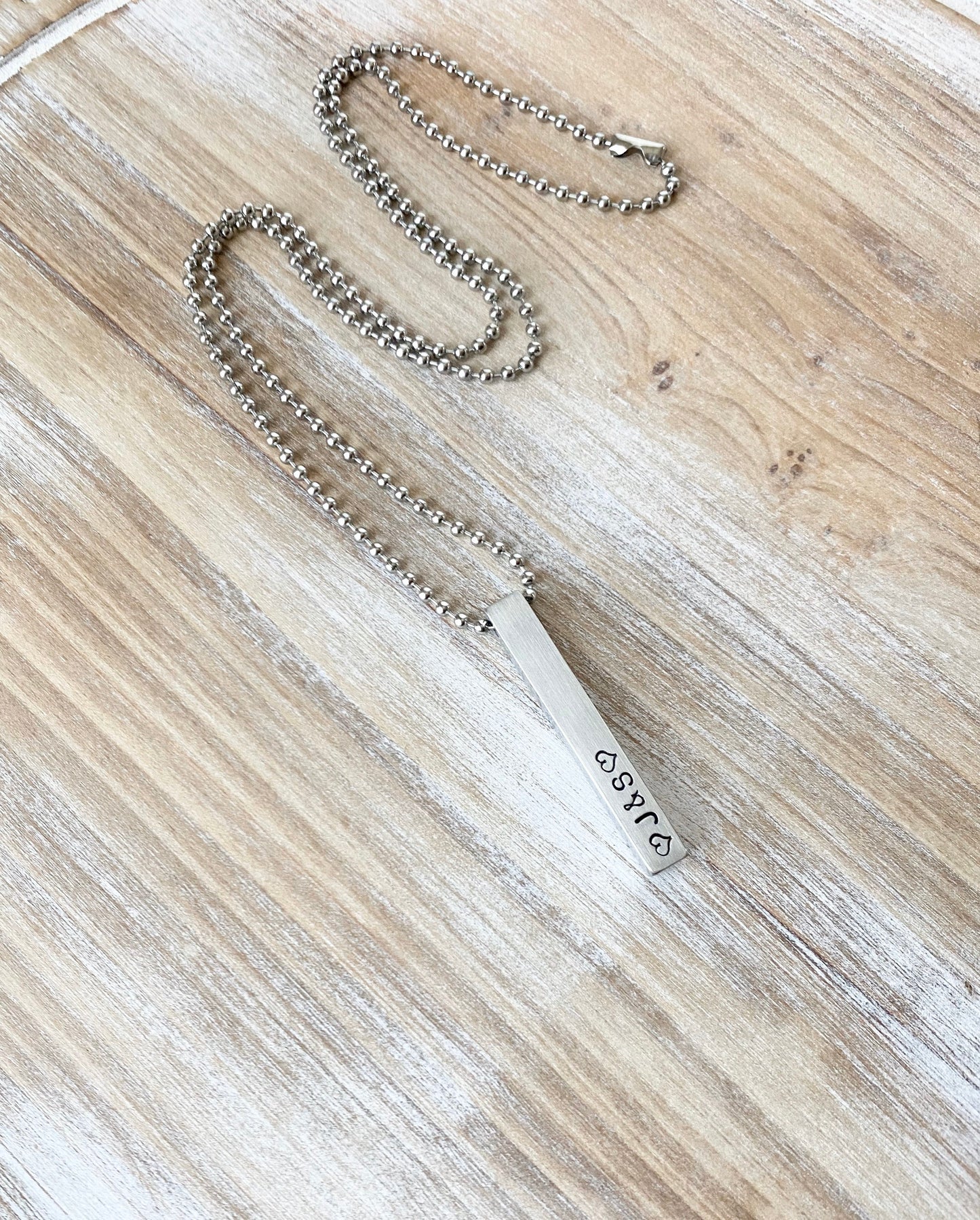 Bar Necklace Mens Necklace Gift for Dad Fathers Day Gift Handstamped Necklace Stainless Steel Bar Custom Necklace Personalized Necklace