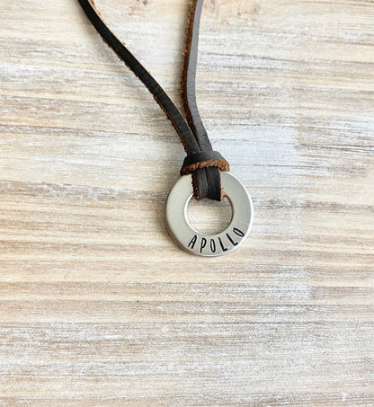 Boys Necklace Washer Necklace Boys Jewelry Leather Necklace Toddler Jewelry Boy Birthday Gift Son Easter Gift Boys Washer Jewelry