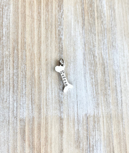 Stamped Dog bone  Add On Additional Charm Custom Dog Bone Addon Disc with Name Dog Charm