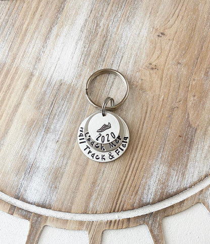 Cross Country Keychain Personalized Keychain Running Keychain Handstamped Gift Gift for Runner Team Gift for Track Star XC Keychain