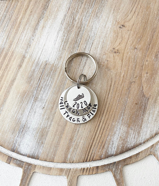 Cross Country Keychain Personalized Keychain Running Keychain Handstamped Gift Gift for Runner Team Gift for Track Star XC Keychain