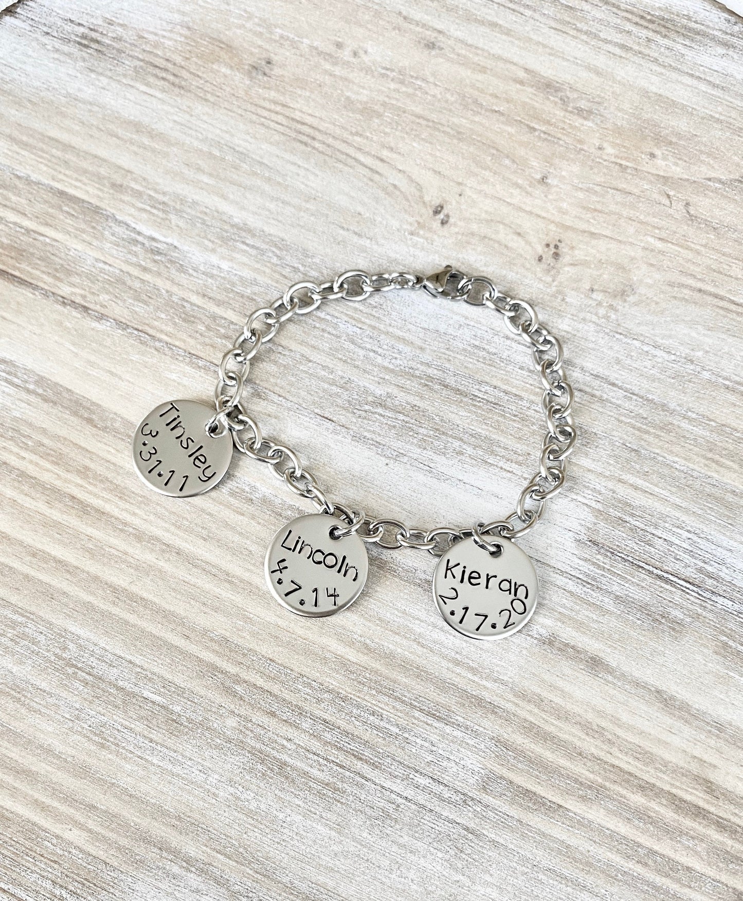 Mother Charm Bracelet Grandma Charm Bracelet Grandchildren Name Bracelet Handstamped Bracelet Personalized Bracelet Handstamped Jewelry