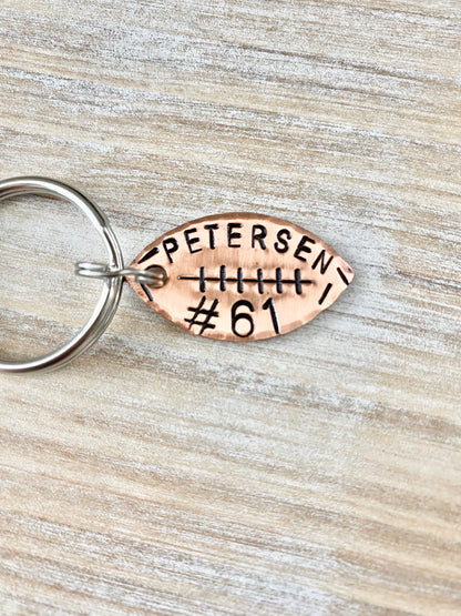 Copper Football Keychain, Football Team Gift, Football Gifts, Football Gift, Senior Night Gift, Football Senior Gifts, Football Keychain