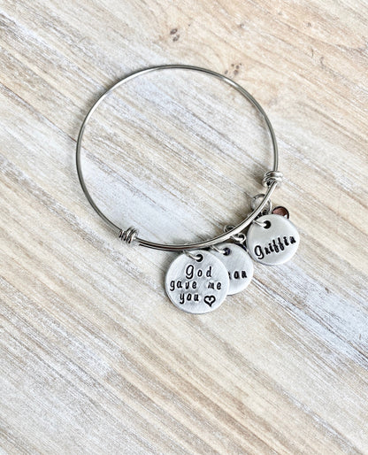 God Gave Me You Bangle Personalized Mother's Bracelet Christmas Gift for Mom Gift for Wife Mom Bangle Bracelet Religious Jewelry Mothers Day