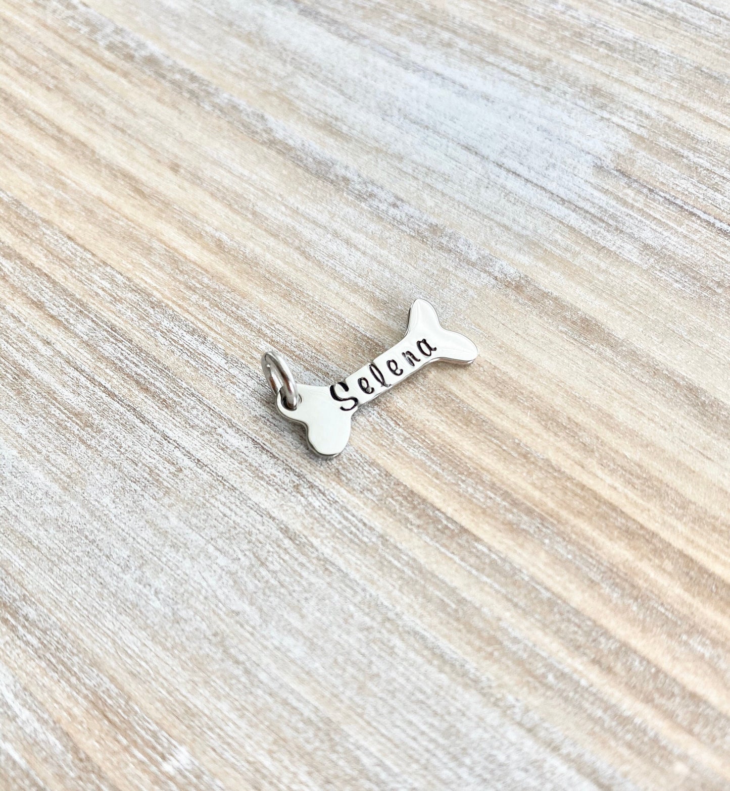 Stamped Dog bone  Add On Additional Charm Custom Dog Bone Addon Disc with Name Dog Charm