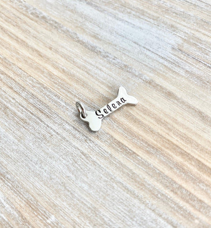Stamped Dog bone  Add On Additional Charm Custom Dog Bone Addon Disc with Name Dog Charm
