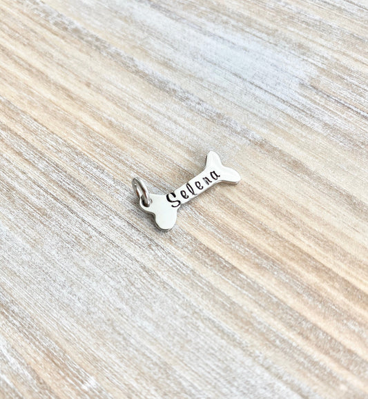 Stamped Dog bone  Add On Additional Charm Custom Dog Bone Addon Disc with Name Dog Charm