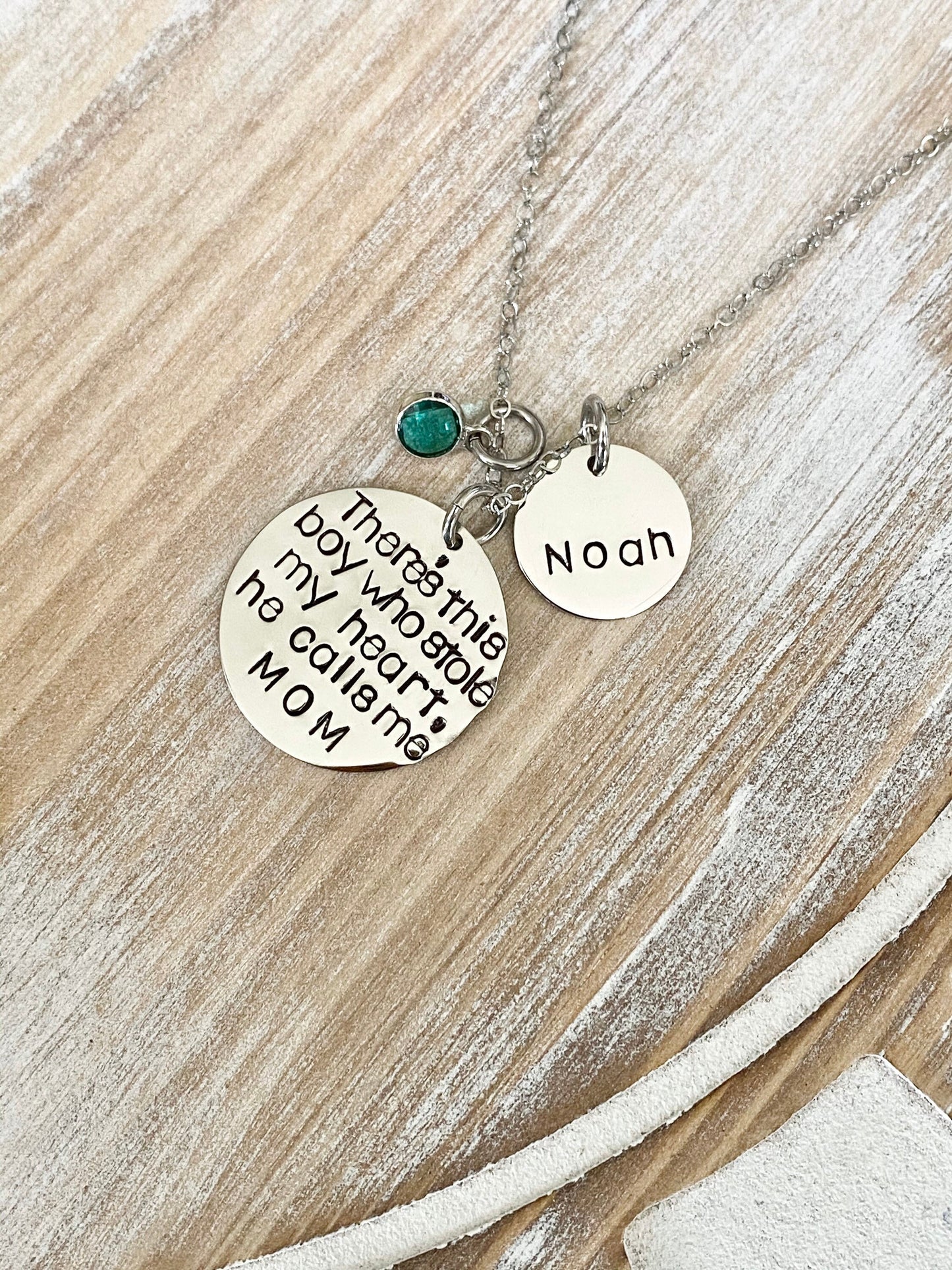Mom Necklace Theres this boy who stole my heart Handstamped Necklace Personalize Jewelry Mother Day Gift Valentines Day Gift Custom Necklace