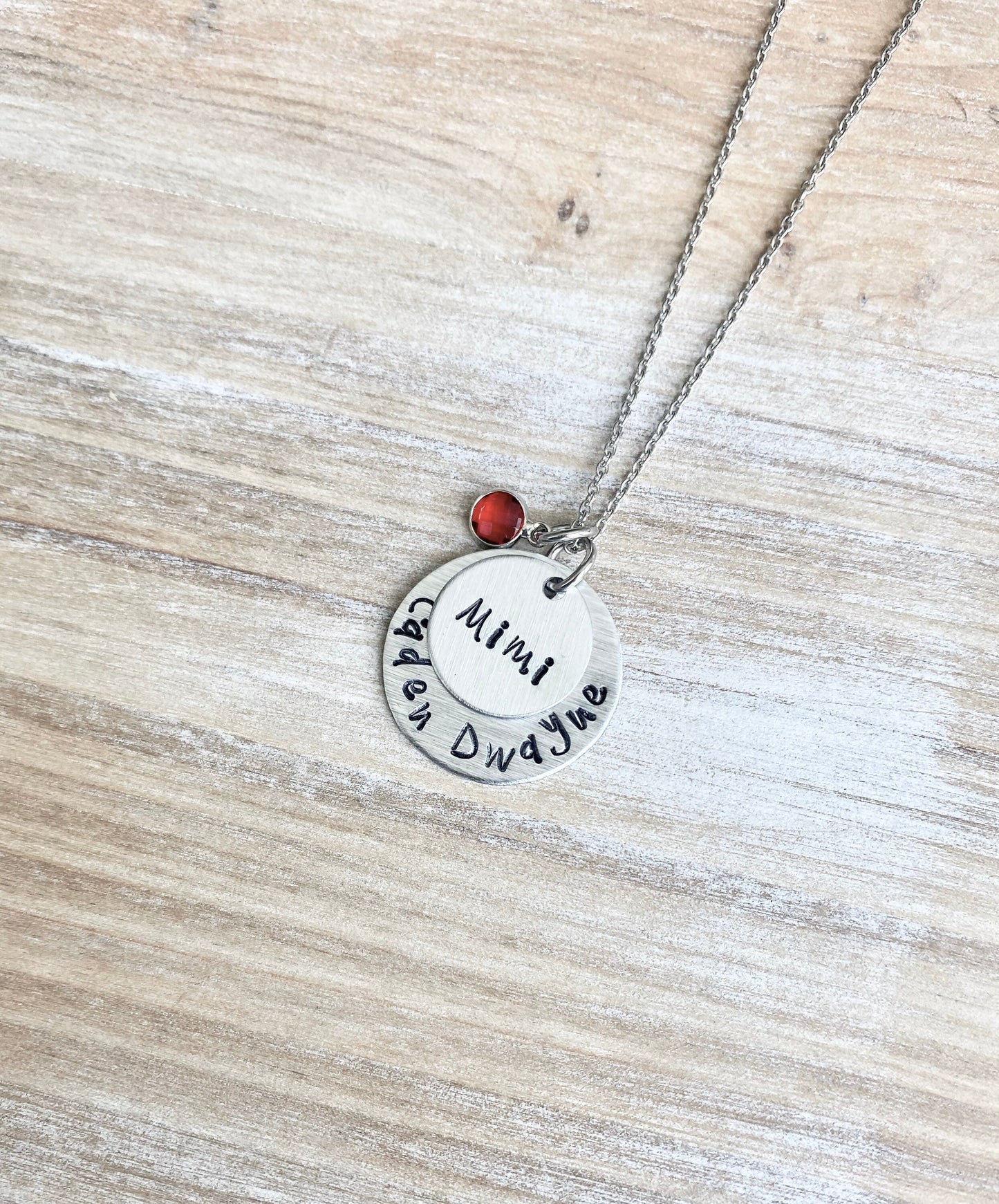 Mimi Necklace Grandchild Necklace Personalized Necklace Personalized Jewelry Handstamped Necklace Birthstone Necklace