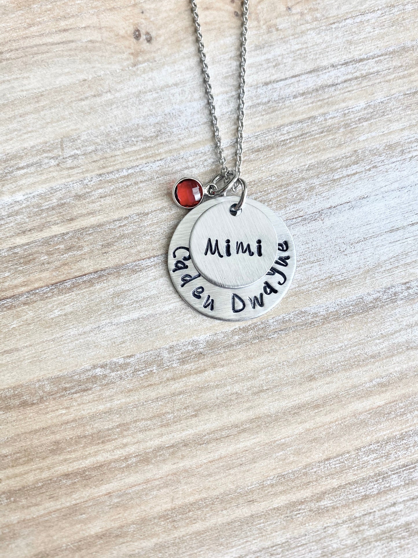 Mimi Necklace Grandchild Necklace Personalized Necklace Personalized Jewelry Handstamped Necklace Birthstone Necklace