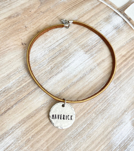 Boys Handstamped Necklace Boys Name Necklace Boys Leather Necklace Personalized Necklace Gift for Son Birthday Gift Easter Gift Boys Name