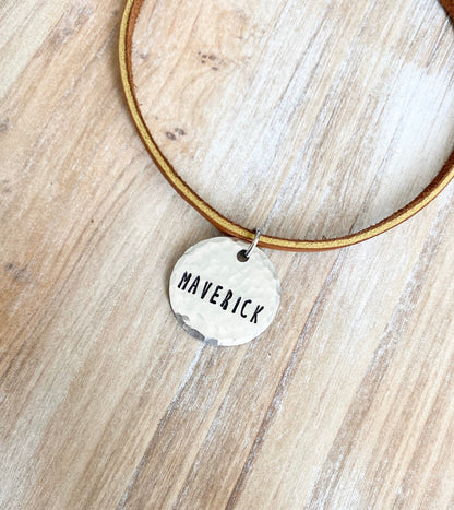 Boys Handstamped Necklace Boys Name Necklace Boys Leather Necklace Personalized Necklace Gift for Son Birthday Gift Easter Gift Boys Name