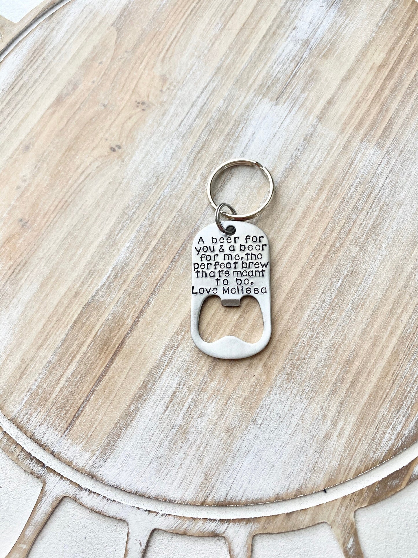 Personalized Bottle Opener Anniversary Keychain Bottle Opener Keychain Wedding Gift A Beer for you and a beer the perfect brew thats meant