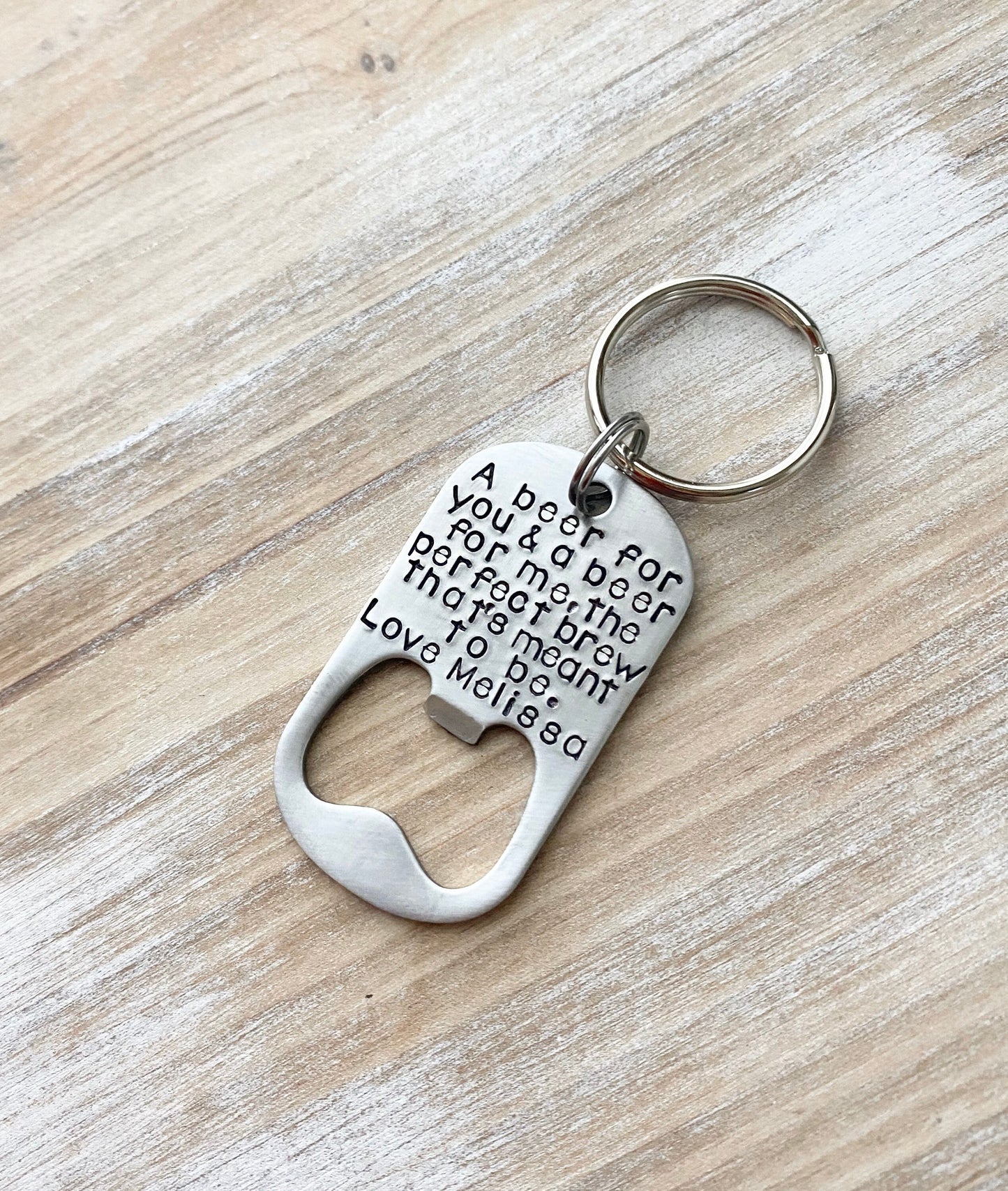 Personalized Bottle Opener Anniversary Keychain Bottle Opener Keychain Wedding Gift A Beer for you and a beer the perfect brew thats meant