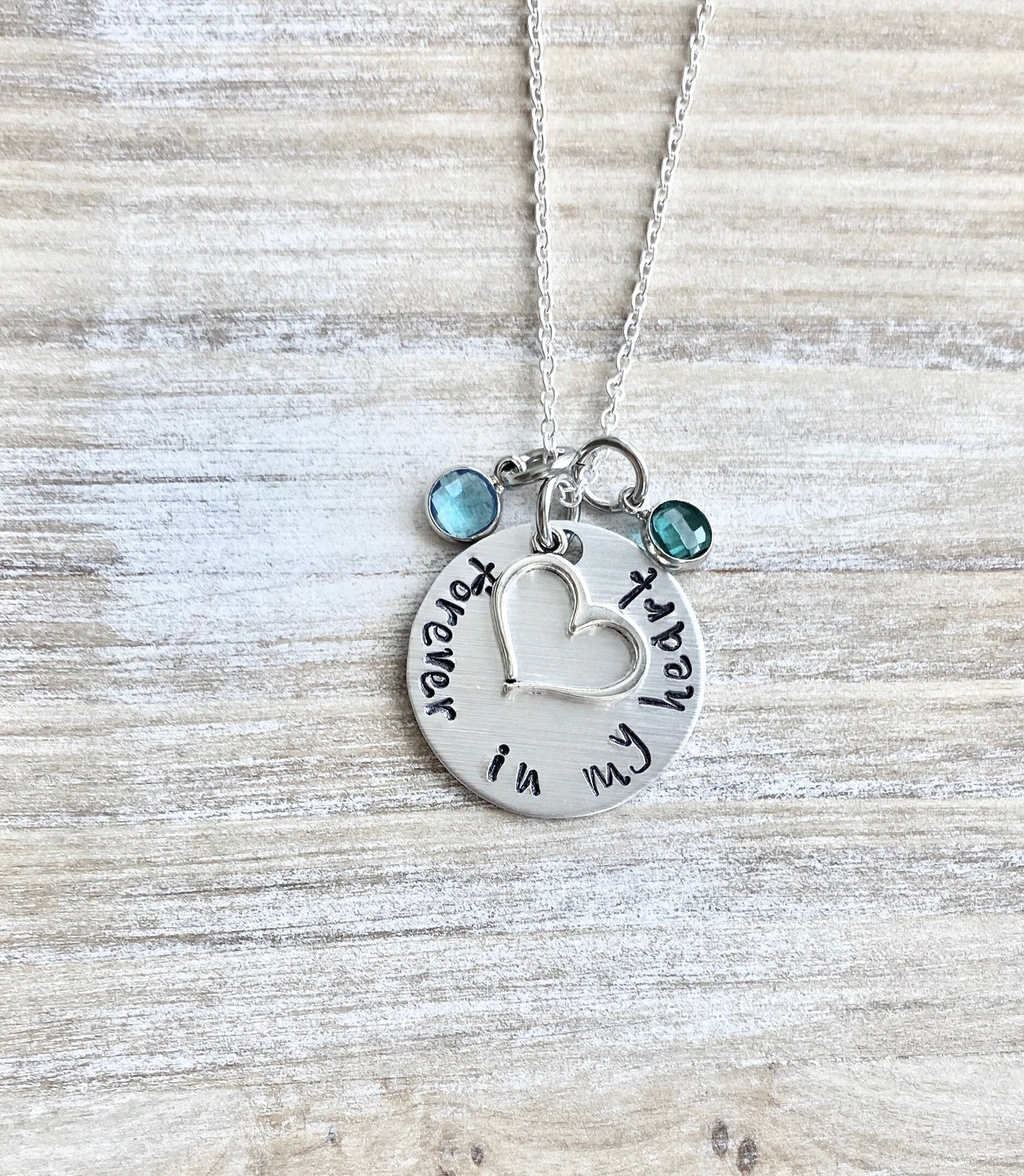Forever in my heart Necklace Sympathy Gift Sympathy Necklace Memorial Necklace Memorial Jewelry In Memory Jewelry Handstamped Necklace