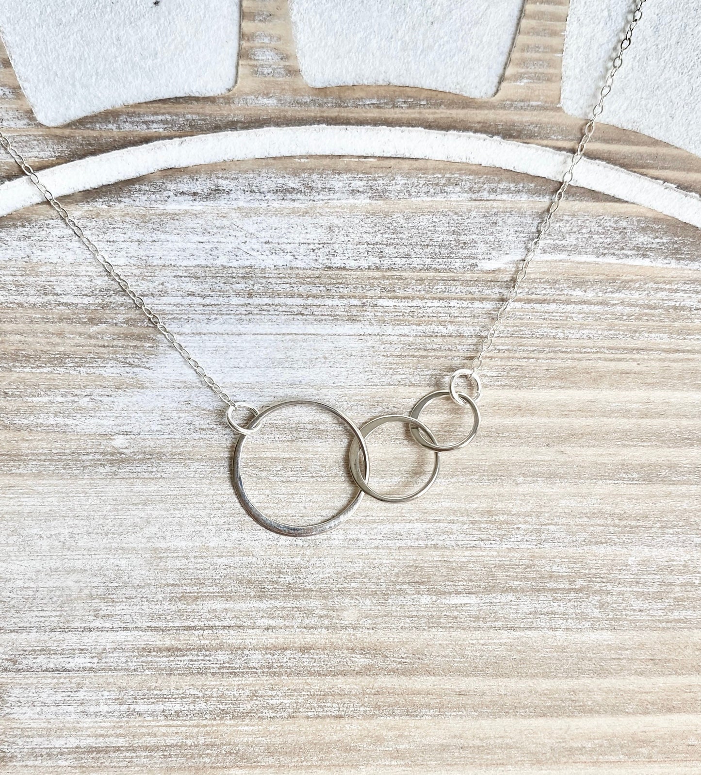 3 Linked Circles Necklace Sterling Silver Connected Circles Interlocking Rings Necklace Eternity Necklace Three Circles Mother's Day Gift