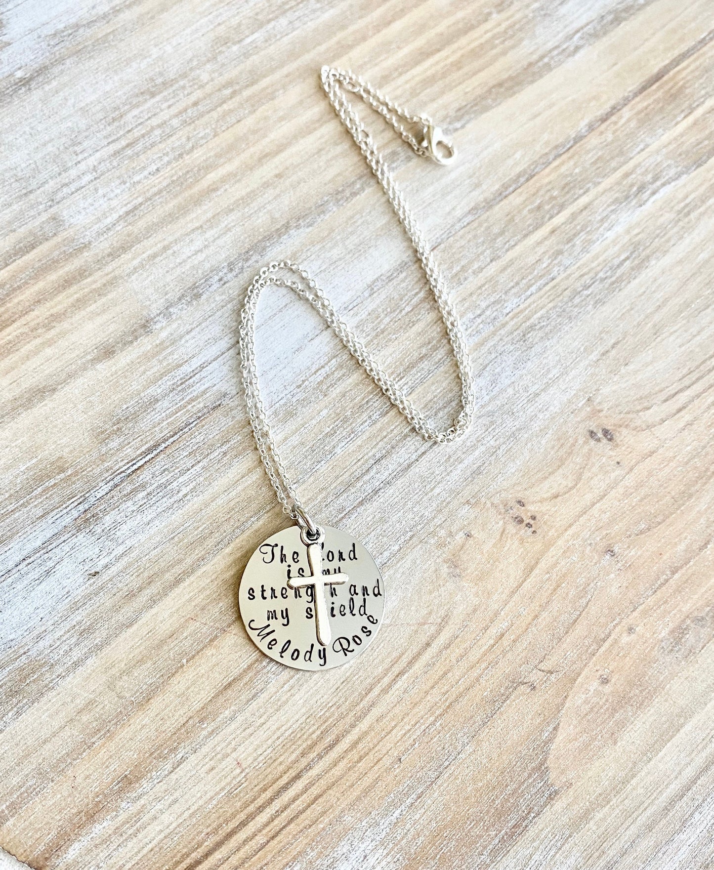 Girls Cross Necklace Baptism Necklace Boys Jewelry Cross Necklace Toddler Jewelry Boy Birthday Gift Son Easter Gift Lord is my Strength