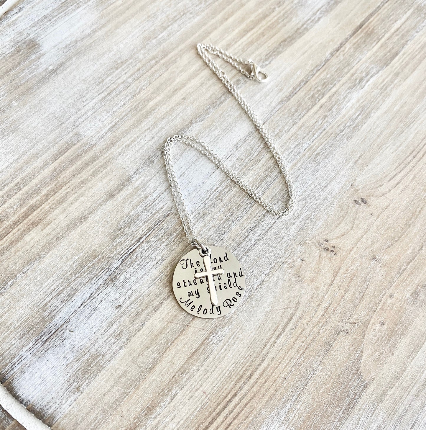Girls Cross Necklace Baptism Necklace Boys Jewelry Cross Necklace Toddler Jewelry Boy Birthday Gift Son Easter Gift Lord is my Strength