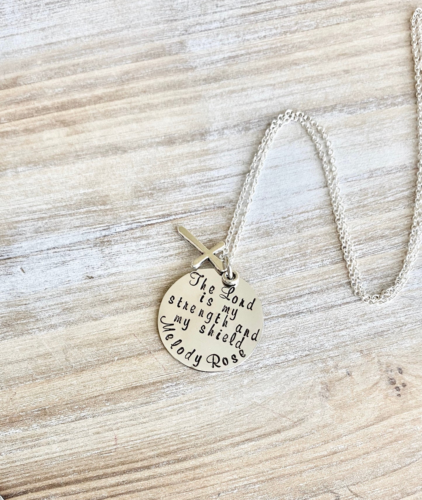 Girls Cross Necklace Baptism Necklace Boys Jewelry Cross Necklace Toddler Jewelry Boy Birthday Gift Son Easter Gift Lord is my Strength