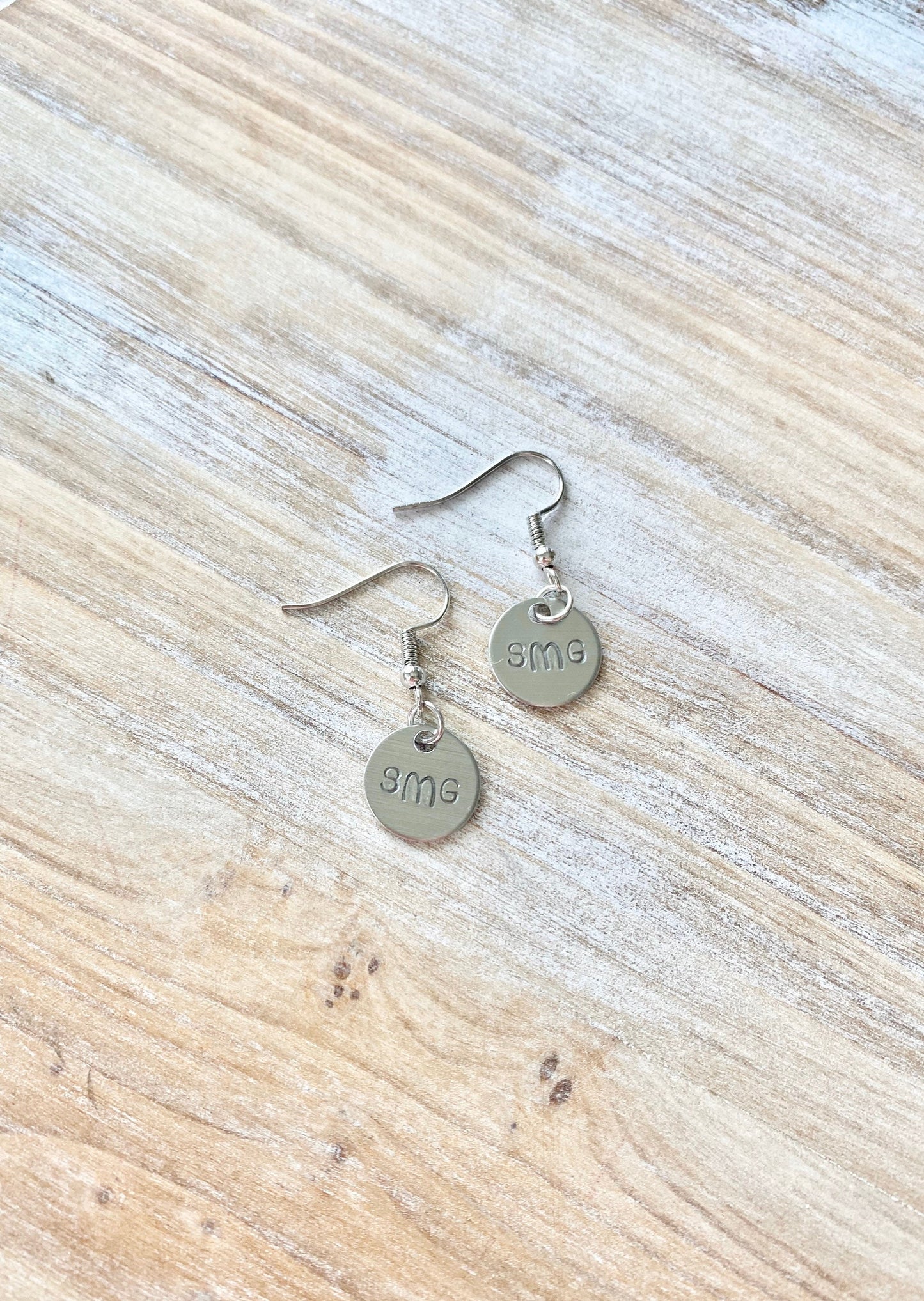 Handstamped Earrings Monogram Earrings Monogram Jewelry Personalized Earrings Initial Earrings Dangle Earrings Valentines Day Gift