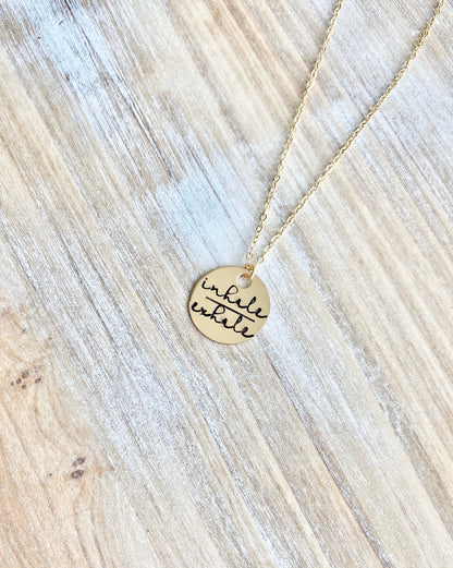Gold Handstamped Necklace Gold Mom Necklace inhale exhale Necklace Gift for Mom Gold filled Jewelry Gold Name Jewelry 14K Gold