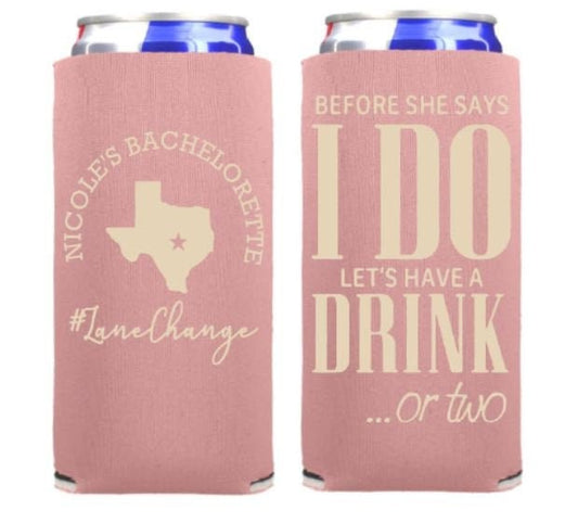 Personalized Bachelorette Party Can Cooler: Skinny Can Sleeves