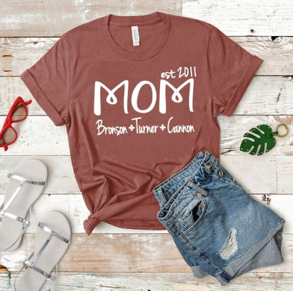 Mom Shirt, Personalized Mom Shirt, Mother's Day Gift, Kids Name TShirt, New Mom Shirt, Mom TShirt, New Mom Gift, Custom Mom Shirt