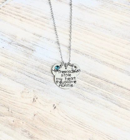 These Kids Stole My Heart They Call Me Auntie, Auntie Gift, Necklace Auntie, Silver Necklace, Aunt Gift, Necklace Gift, For Aunt, Niece Gift