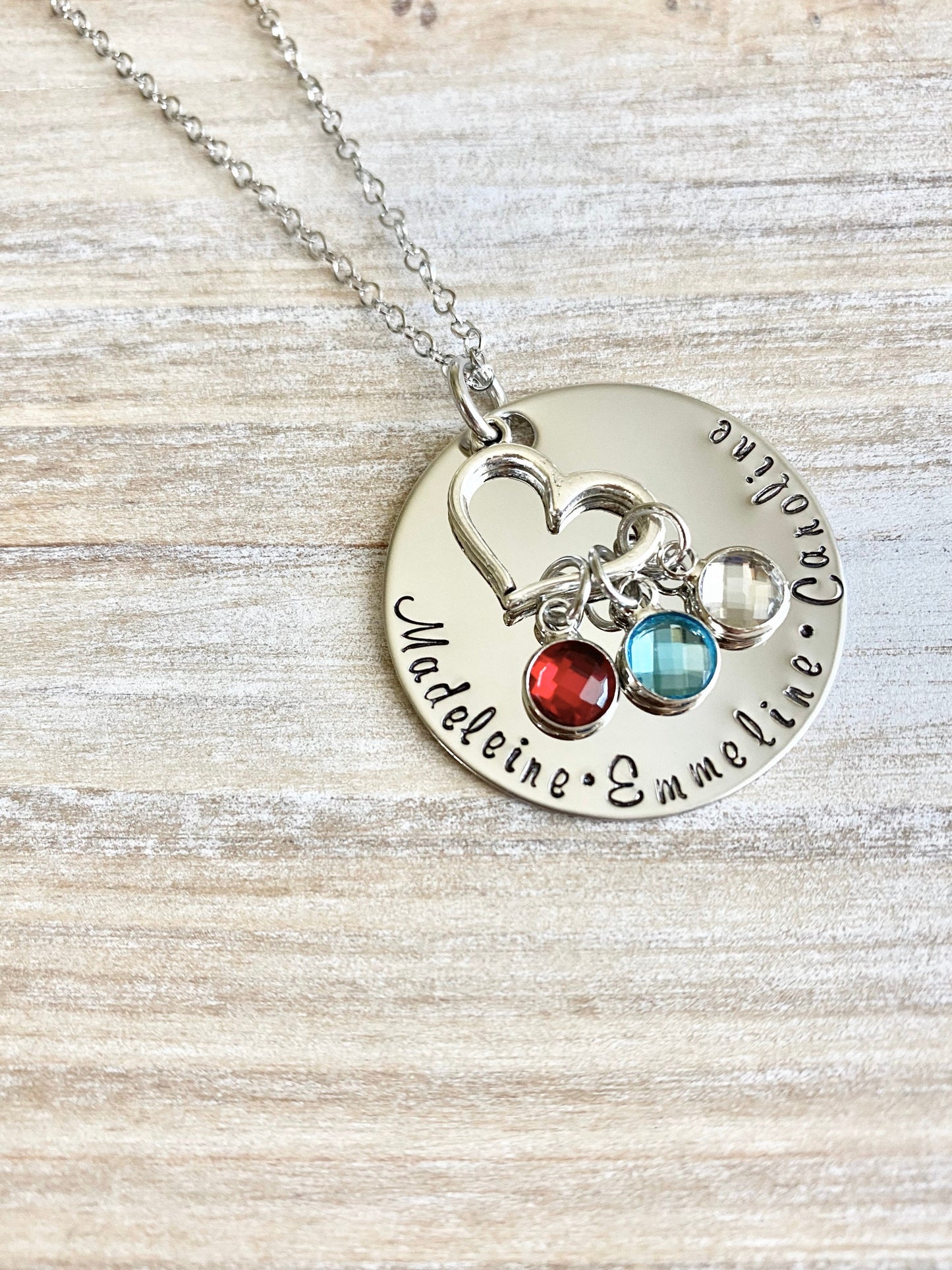 Handstamped Necklace Personalized Necklace Nana Necklace Grandma Necklace Birthstone Necklace Family Necklace Gift for Mom Mom Necklace