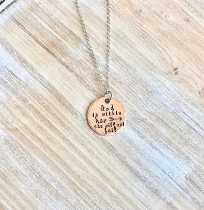 God Is Within Her She Will Not Fail Psalm 46:5 Bible Verse Necklace Scripture Necklace Baptism Necklace Christian Jewelry Graduation Gift