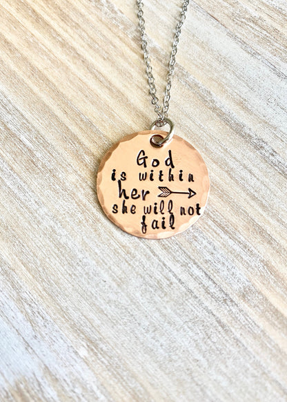 God Is Within Her She Will Not Fail Psalm 46:5 Bible Verse Necklace Scripture Necklace Baptism Necklace Christian Jewelry Graduation Gift