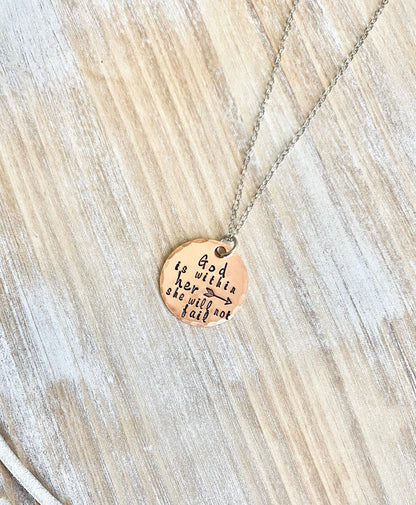 God Is Within Her She Will Not Fail Psalm 46:5 Bible Verse Necklace Scripture Necklace Baptism Necklace Christian Jewelry Graduation Gift